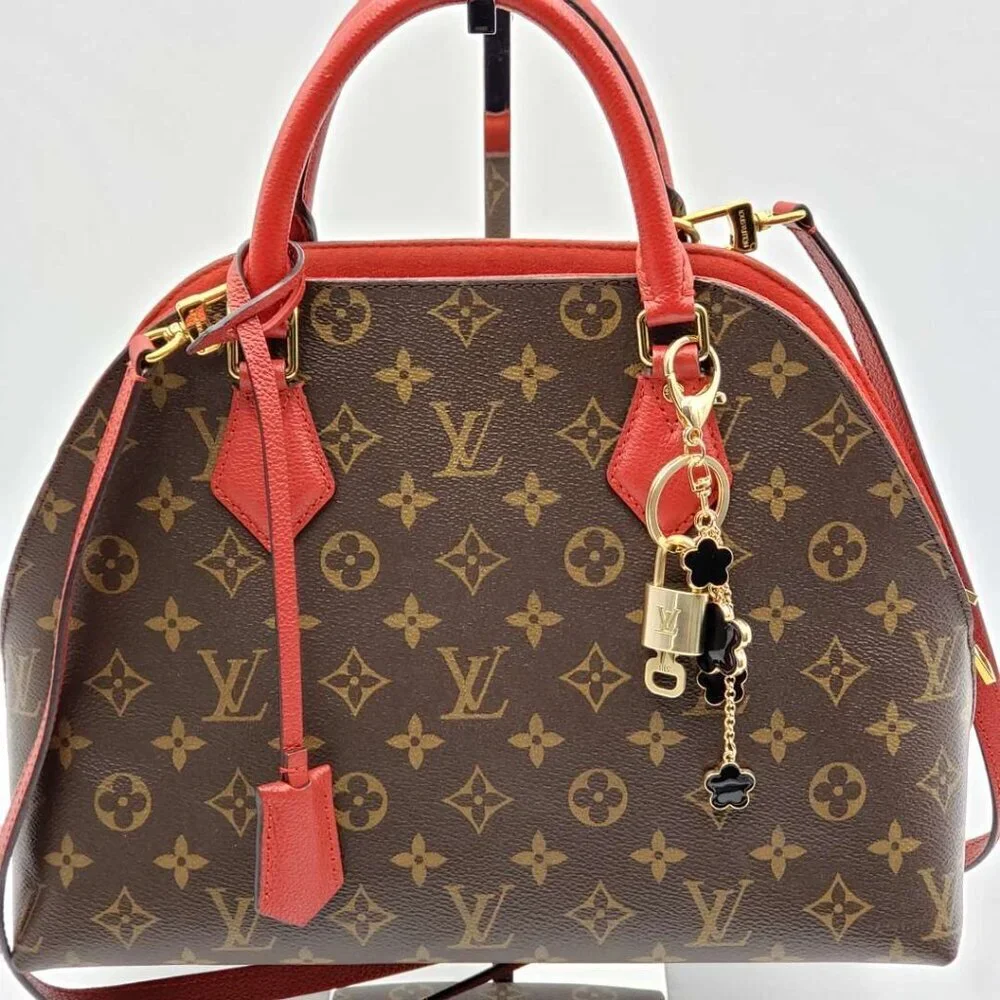 Louis Vuitton Gold Padlock Key 🔒 Authentic LV Charm + Unbranded Flower Keychain